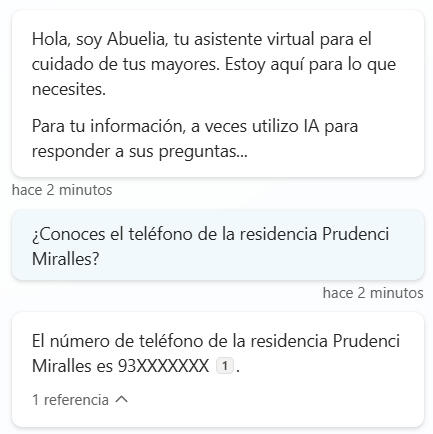 Chat búsqueda residencias Imagen de muestra del chatbot Abuelia que te ayuda a encontrar las mejores residencias en tu zona
